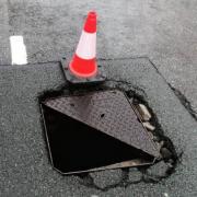 The collapsed manhole in Winsford