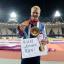 Great Britain's Jonnie Peacock celebrates with his gold medal in the men's 100m T44 final