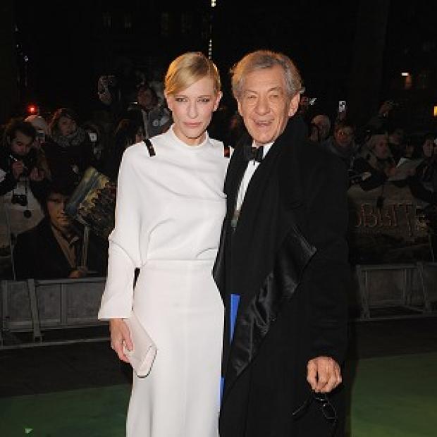 Cate Blanchett and Sir Ian McKellen arriving for the UK premiere of The Hobbit: An Unexpected Journey
