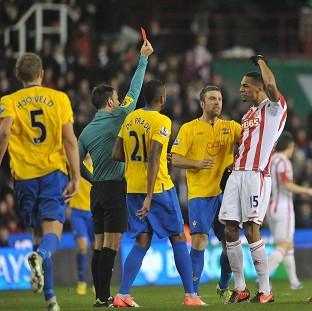 Steven Nzonzi, right, was shown red in Stoke's clash with Southampton