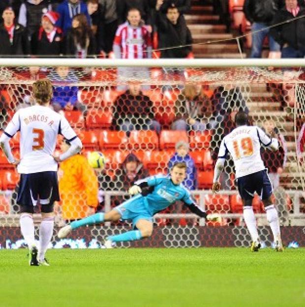 Marvin Sordell, right, scored a second-half brace at Sunderland to see Bolton progress