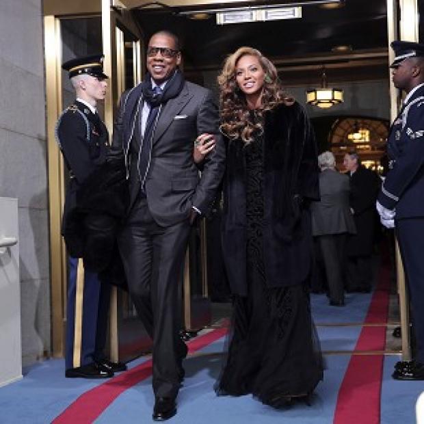 Jay-Z and Beyonce arrive on the West Front of the Capitol in Washington (AP)