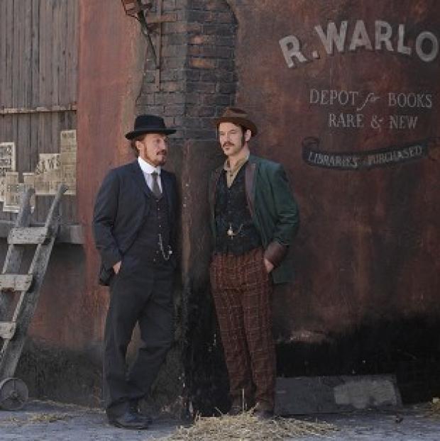 Jerome Flynn and Adam Rothenberg on the set of theBBC drama Ripper Street