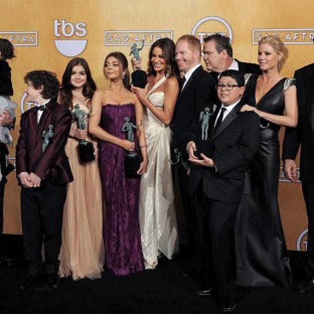Three stars of ABC's Modern Family had a close encounter when they were trapped in a lift, it has emerged (AP)