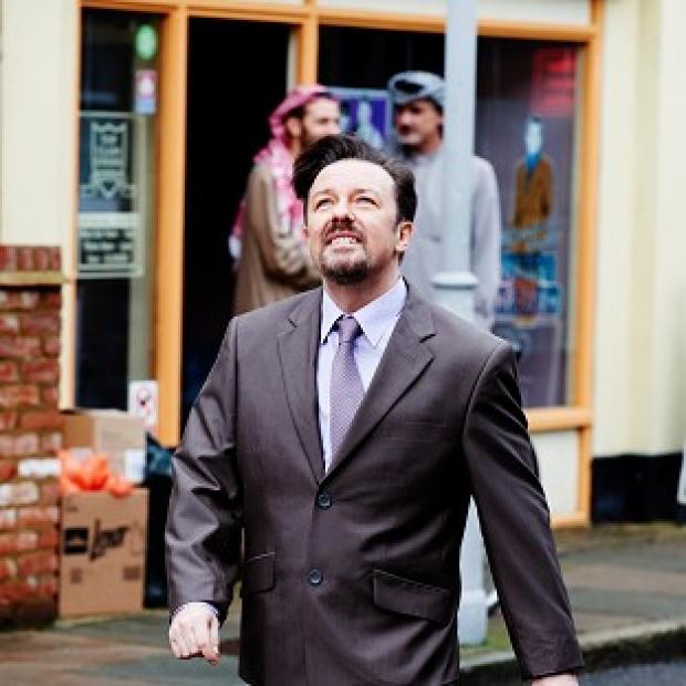 Ricky Gervais starring as David Brent in a sketch for Comic Relief to be transmitted on Red Nose Day