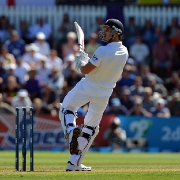 England's Nick Compton hits a boundary during day one of the Second Test match at Hawkins Basin Reserve, Wellington, New Zealand