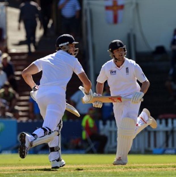 Jonathan Trott (right) and Nick Compton struck centuries to give England control