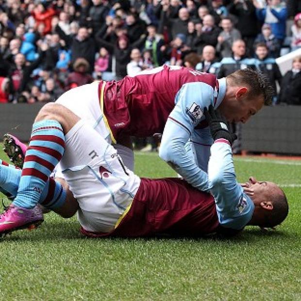 Gabriel Agbonlahor, bottom, netted Villa's opener in the victory over QPR