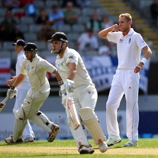 Stuart Broad, right, found few reasons to be cheerful in the early stages of the third Test