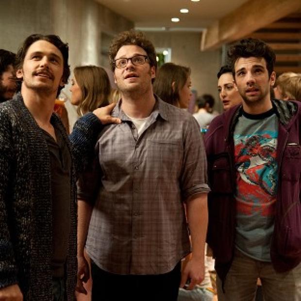 James Franco, Seth Rogen and Jay Baruchel in a scene from This Is The End