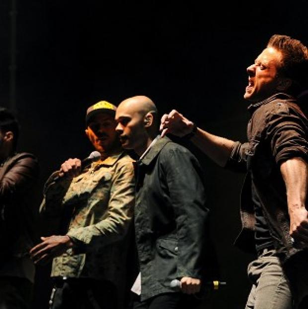 Congleton Guardian: Five perform on the Arena Stage during day one of the V Festival Congleton Guardian: Five perform on the Arena Stage during day one of the V Festival