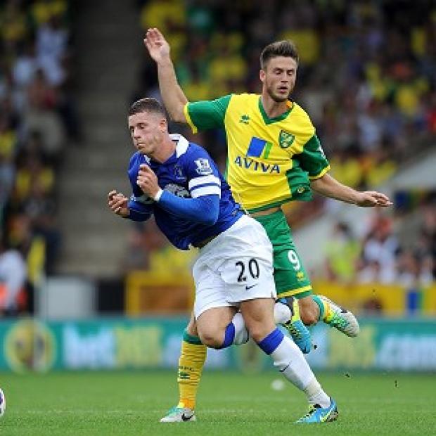 Ricky van Wolfswinkel, right, salvaged a draw for Norwich, while Ross Barkley, left, starred for Everton