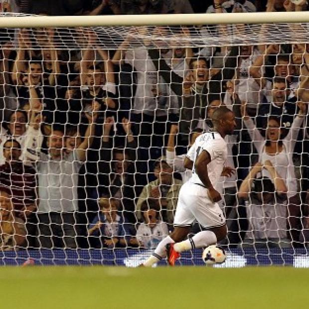 Jermain Defoe celebrates scoring his second goal