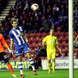 Congleton Guardian: Nick Powell heads home the opening goal Congleton Guardian: Nick Powell heads home the opening goal