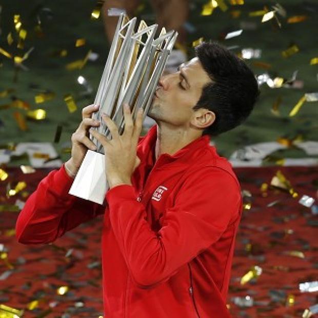 Novak Djokovic, pictured, beat Juan Martin Del Potro 6-1 3-6 7-6 (7/3) to win the Shanghai Masters (AP)