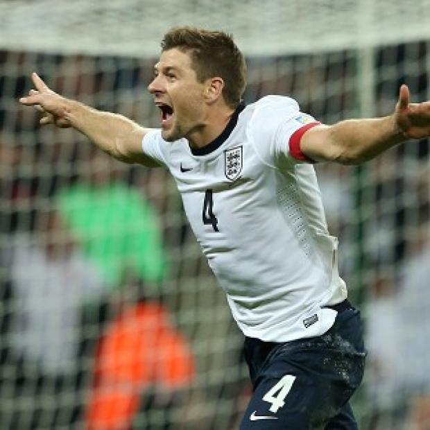 Steven Gerrard, pictured, smashed the ball past Wojciech Szczesny as the national stadium erupted
