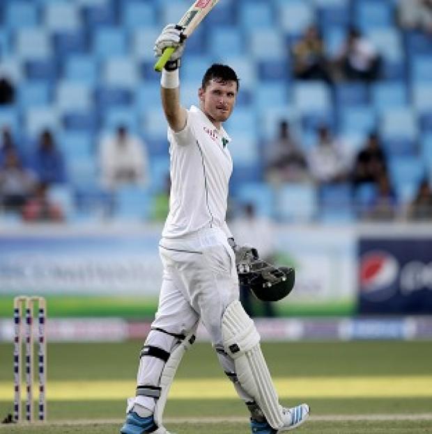 Graeme Smith celebrates his double-century in Dubai (AP)