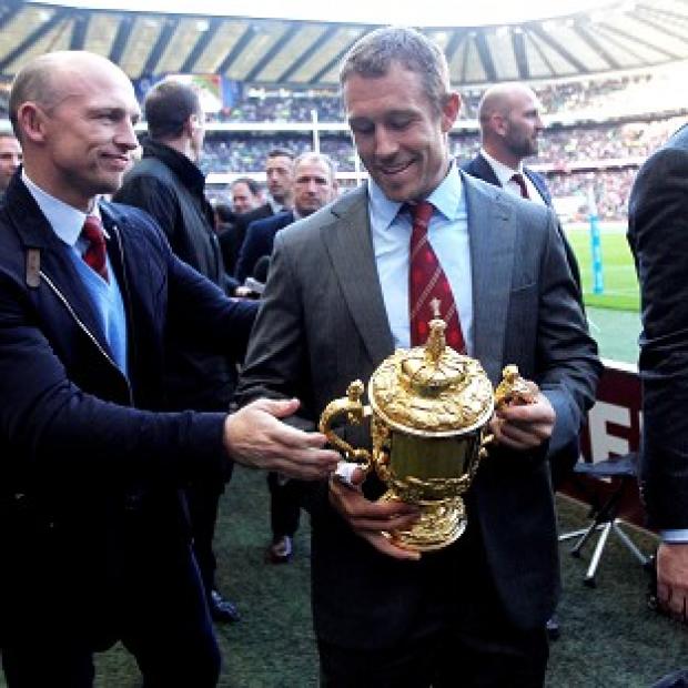 England's World Cup winners that lifted the Webb Ellis Trophy a decade ago were paraded at half-time at Twickenham