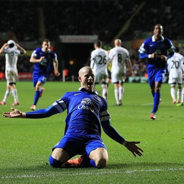 Congleton Guardian: Ross Barkley celebrates scoring the winner Congleton Guardian: Ross Barkley celebrates scoring the winner
