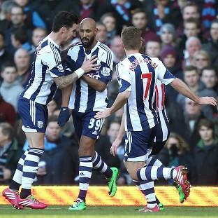 Congleton Guardian: Nicolas Anelka, centre, scored twice against West Ham after returning to the West Brom team Congleton Guardian: Nicolas Anelka, centre, scored twice against West Ham after returning to the West Brom team