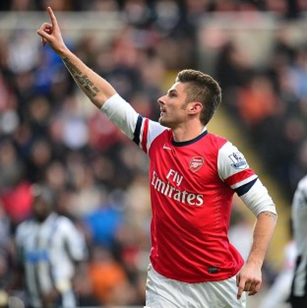 Congleton Guardian: Olivier Giroud celebrates after scoring the only goal of the game Congleton Guardian: Olivier Giroud celebrates after scoring the only goal of the game