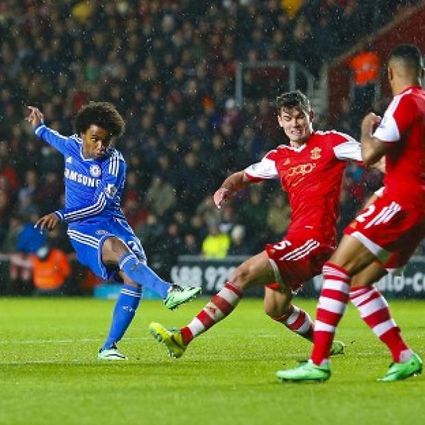 Congleton Guardian: Willian drills home Chelsea's second goal Congleton Guardian: Willian drills home Chelsea's second goal