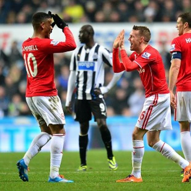 Congleton Guardian: Craig Noone, third right, celebrates with fellow goalscorer Fraizer Campbell Congleton Guardian: Craig Noone, third right, celebrates with fellow goalscorer Fraizer Campbell