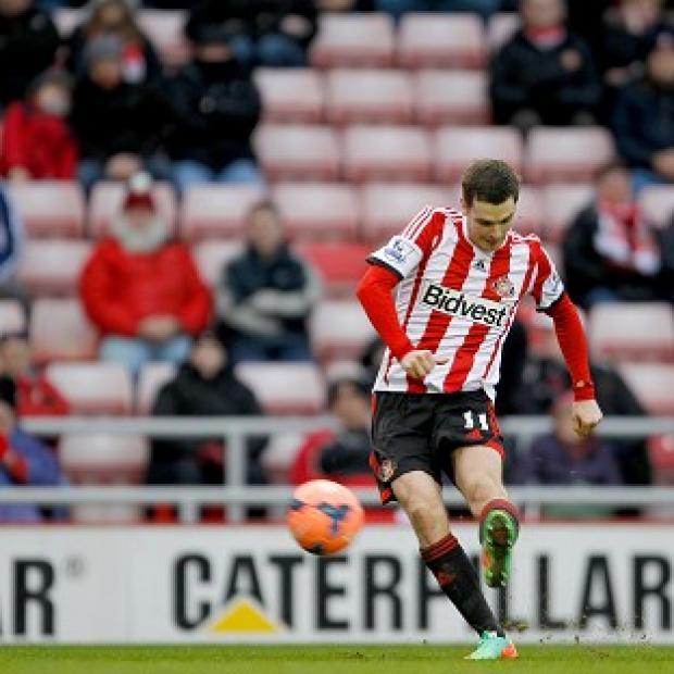 Congleton Guardian: Adam Johnson fires home Sunderland's opening goal Congleton Guardian: Adam Johnson fires home Sunderland's opening goal