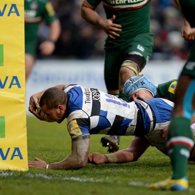 Congleton Guardian: Jonathan Joseph dives in to score a try Congleton Guardian: Jonathan Joseph dives in to score a try