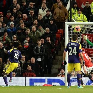 Congleton Guardian: Wilfried Bony, left, heads in the winner at Old Trafford Congleton Guardian: Wilfried Bony, left, heads in the winner at Old Trafford