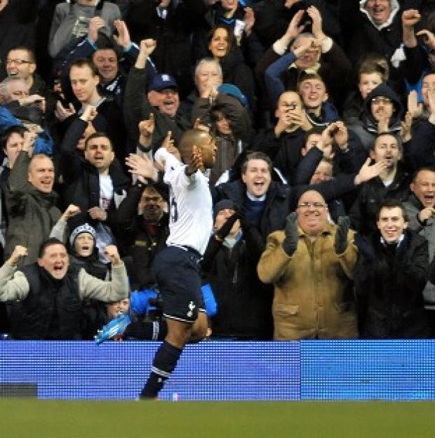 Congleton Guardian: Jermain Defoe celebrates with the Tottenham fans after making it 2-0 Congleton Guardian: Jermain Defoe celebrates with the Tottenham fans after making it 2-0