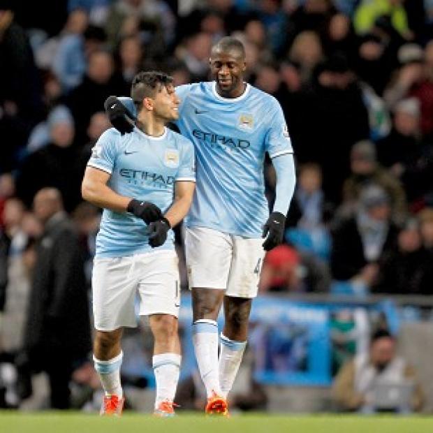 Congleton Guardian: Sergio Aguero, left, scored a second-half hat-trick to spare Manchester City's blushes on Saturday Congleton Guardian: Sergio Aguero, left, scored a second-half hat-trick to spare Manchester City's blushes on Saturday