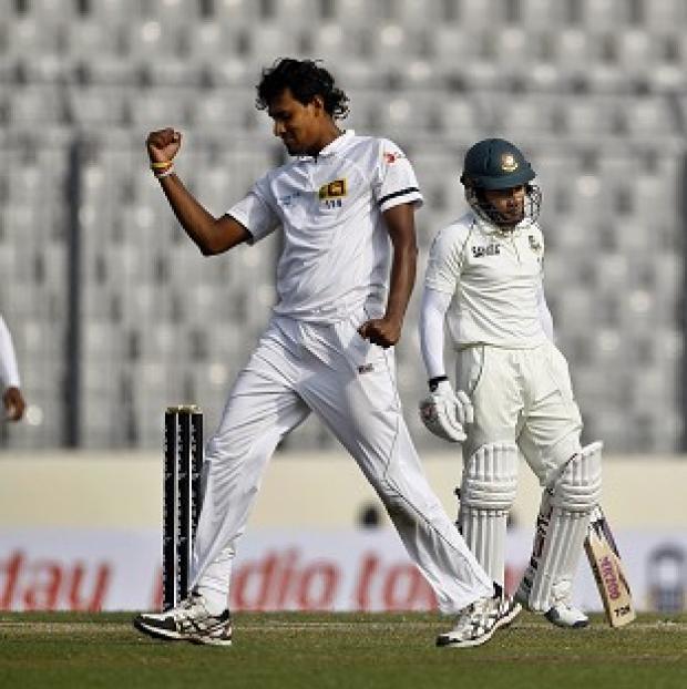 Congleton Guardian: Suranga Lakmal celebrates taking the wicket of Bangladesh captain Mushfiqur Rahim (AP) Congleton Guardian: Suranga Lakmal celebrates taking the wicket of Bangladesh captain Mushfiqur Rahim (AP)
