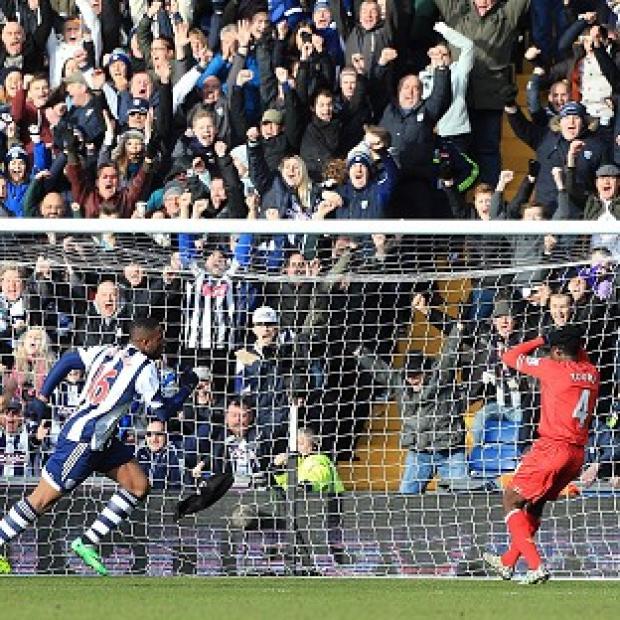 Congleton Guardian: Victor Anichebe, centre, wheels away after scoring the equaliser Congleton Guardian: Victor Anichebe, centre, wheels away after scoring the equaliser