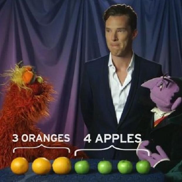 Congleton Guardian: Benedict Cumberbatch gets fruity with Count von Count and Murray Monster Congleton Guardian: Benedict Cumberbatch gets fruity with Count von Count and Murray Monster