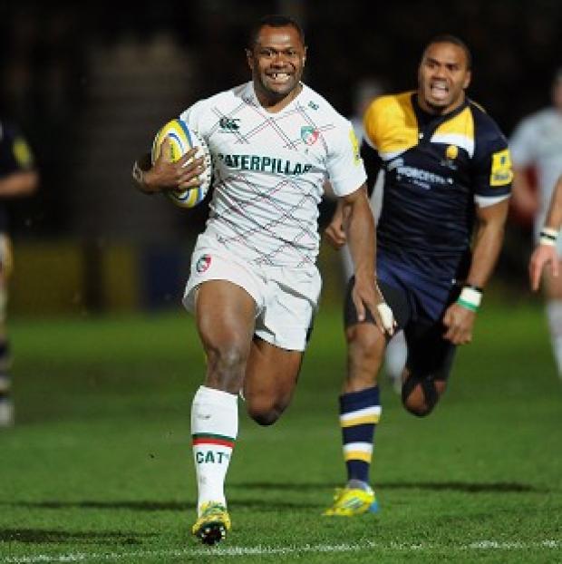 Congleton Guardian: Vereniki Goneva races away to score the opening try for Leicester Congleton Guardian: Vereniki Goneva races away to score the opening try for Leicester