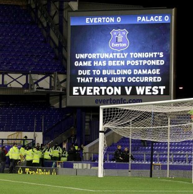Congleton Guardian: Everton's home game with Crystal Palace was called off after high winds had caused damage to buildings in the area Congleton Guardian: Everton's home game with Crystal Palace was called off after high winds had caused damage to buildings in the area
