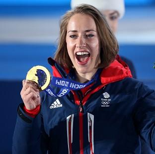 Congleton Guardian: Lizzy Yarnold celebrates with her gold medal Congleton Guardian: Lizzy Yarnold celebrates with her gold medal