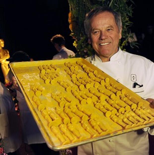 Congleton Guardian: Chef Wolfgang Puck poses with chocolate Oscar statues, which will be served up at this year's Governors Ball Congleton Guardian: Chef Wolfgang Puck poses with chocolate Oscar statues, which will be served up at this year's Governors Ball