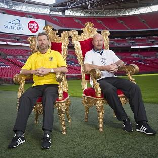 Congleton Guardian: Alan Shearer and Robbie Savage will go head to head in the Sport Relief Battle of the Backsides - a race to be the first to sit on half the seats in Wembley Stadium (Sport Relief/PA) Congleton Guardian: Alan Shearer and Robbie Savage will go head to head in the Sport Relief Battle of the Backsides - a race to be the first to sit on half the seats in Wembley Stadium (Sport Relief/PA)