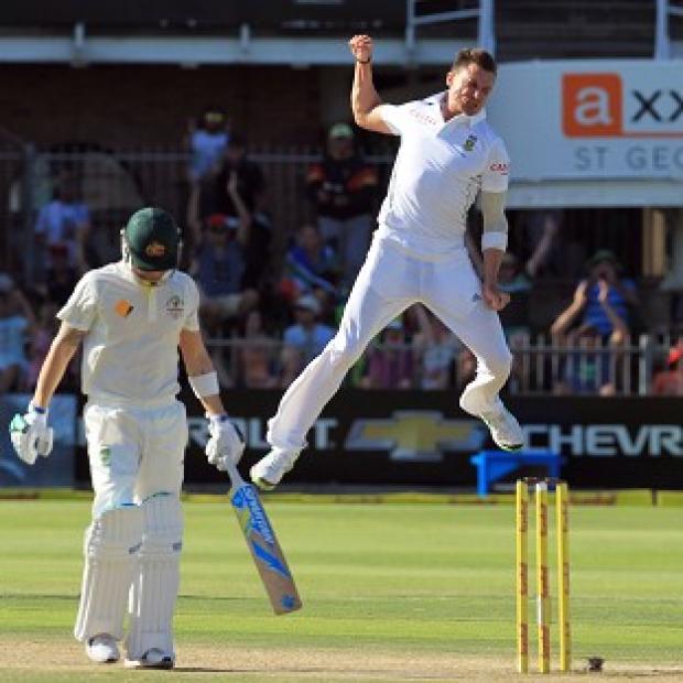 Congleton Guardian: Dale Steyn, right, celebrates the wicket of Michael Clarke (AP) Congleton Guardian: Dale Steyn, right, celebrates the wicket of Michael Clarke (AP)