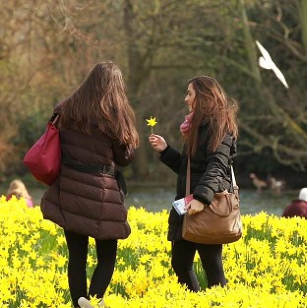 Congleton Guardian: Londoners and tourists enjoy a fine spring day in St James's Park, London Congleton Guardian: Londoners and tourists enjoy a fine spring day in St James's Park, London