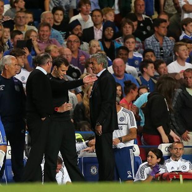 Congleton Guardian: Chelsea manager Jose Mourinho (right) argues with Aston Villa boss Paul Lambert on the touchline Congleton Guardian: Chelsea manager Jose Mourinho (right) argues with Aston Villa boss Paul Lambert on the touchline