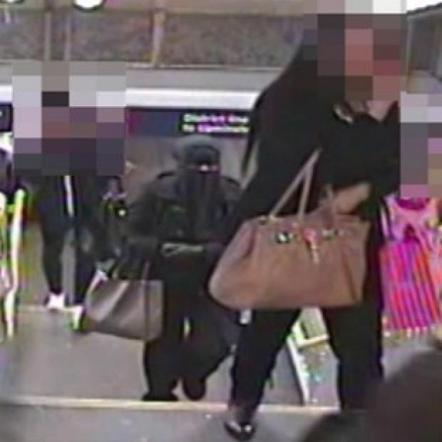 Congleton Guardian: Undated handout CCTV still image of Mary Konye, 21, disguised in a Muslim veil following Naomi Oni home Congleton Guardian: Undated handout CCTV still image of Mary Konye, 21, disguised in a Muslim veil following Naomi Oni home