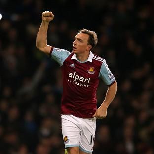 Congleton Guardian: Mark Noble celebrates scoring the opening goal of the game Congleton Guardian: Mark Noble celebrates scoring the opening goal of the game