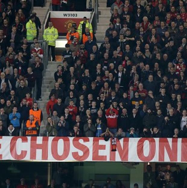 Congleton Guardian: Controversy continues over the David Moyes 'The Chosen One' banner at Old Trafford . Congleton Guardian: Controversy continues over the David Moyes 'The Chosen One' banner at Old Trafford .