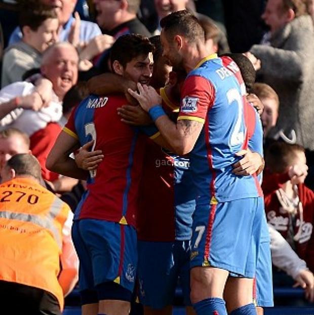 Congleton Guardian: Crystal Palace players celebrate their goal Congleton Guardian: Crystal Palace players celebrate their goal