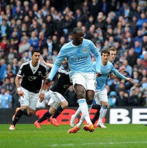 Congleton Guardian: Yaya Toure scores from the penalty spot against Southampton Congleton Guardian: Yaya Toure scores from the penalty spot against Southampton