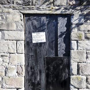 Congleton Guardian: A notice sits where the latest officially confirmed Banksy artwork Mobile Lovers was Congleton Guardian: A notice sits where the latest officially confirmed Banksy artwork Mobile Lovers was
