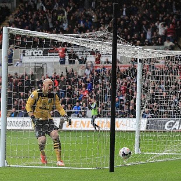 Congleton Guardian: Bradley Guzan, pictured, reacts after Jonjo Shelvey beats him from 45 yards Congleton Guardian: Bradley Guzan, pictured, reacts after Jonjo Shelvey beats him from 45 yards